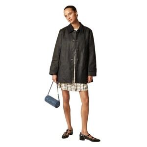 J. Crew Coated Barn Jacket Washed Black Grey Combo M